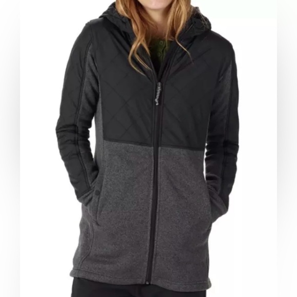 Burton Embry Fleece Black and Gray Long Hooded Jacket - Picture 1 of 16